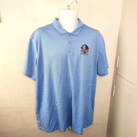Vintage Nike Dri Fit Pro Football Hall Of Fame Men Polo Shirt Size XL Blue - Picture 1 of 7